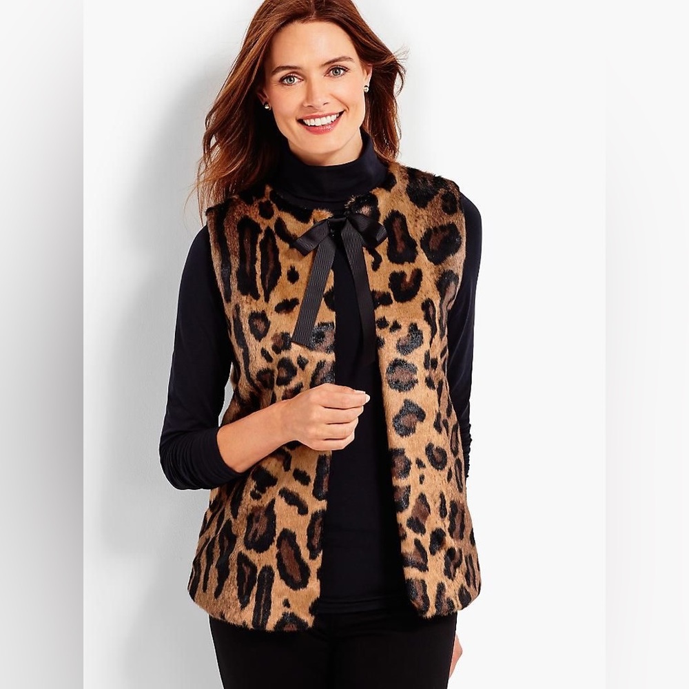 Talbots Women’s Leopard Black Tie Vest